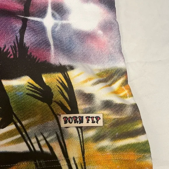 Born to fly Colorful Sunset Palm Tree Shorts size small - Picture 3 of 6